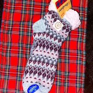 NWT Dearforms Women's Cabin Socks, Slipper Socks Purple Non Slip Sole